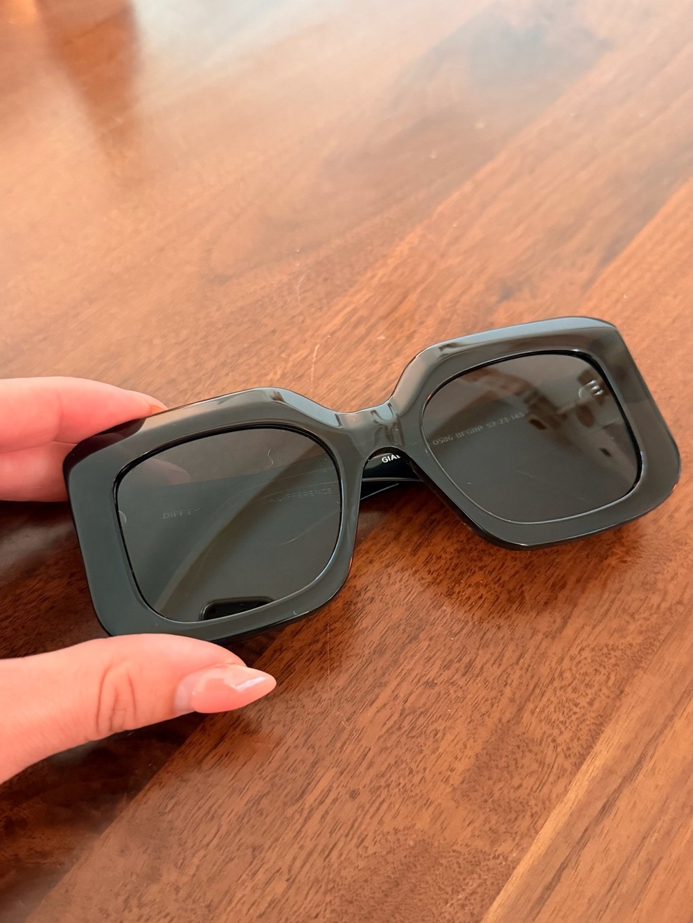 DIFF Gia Black Oversized Square Sunglasses
